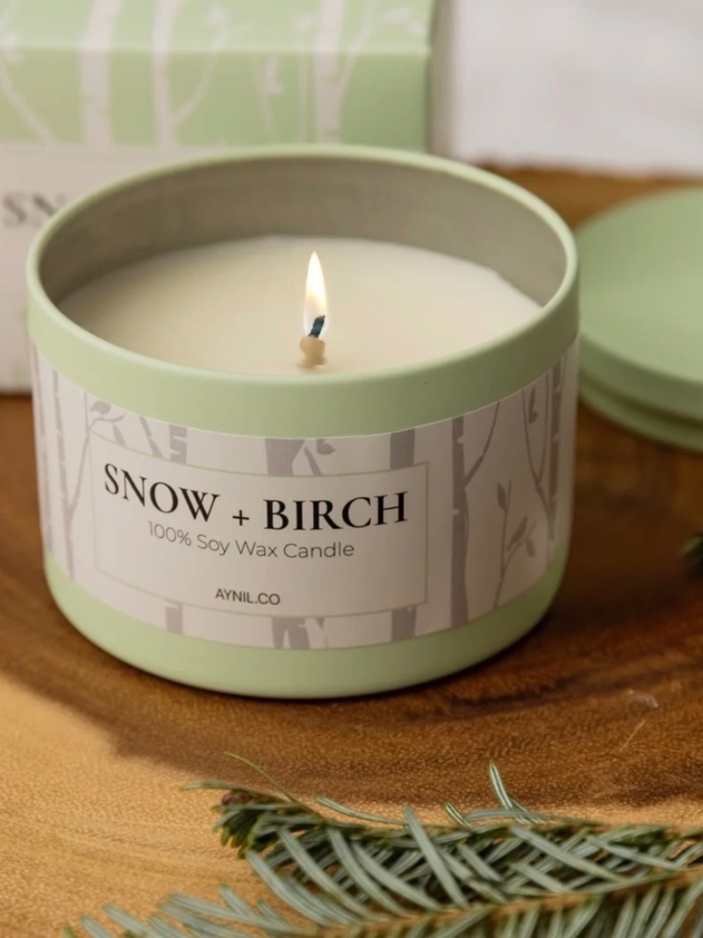 AYNIL Snow + Birch 100% Soy Wax Candle